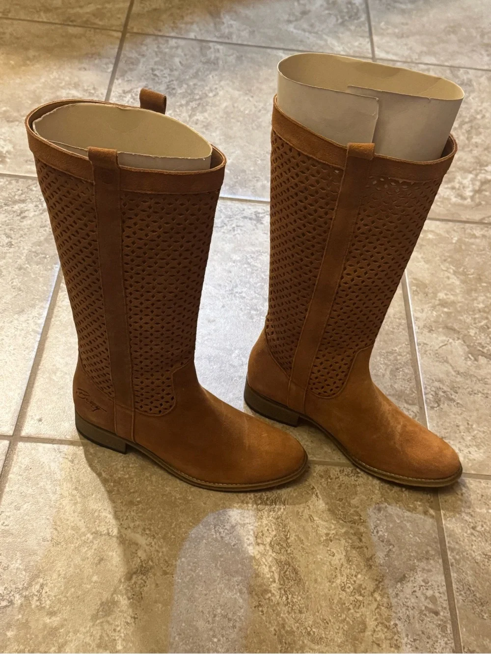 Betty London Cognac Perforated Suede Knee Boots (NWOT) ***